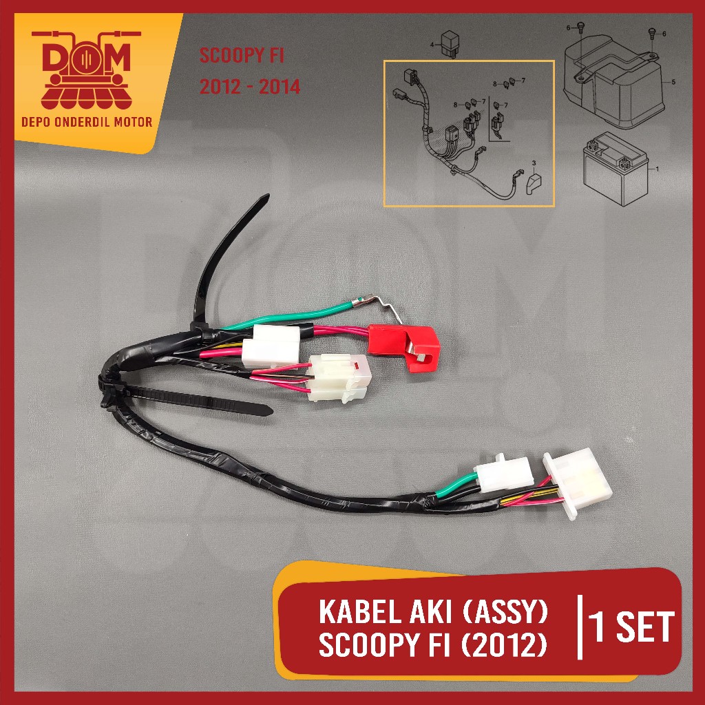Kabel Aki Assy Scoopy Fi (TOKAIDO) Cable Cabel Body Bodi Skun Accu Honda Scoopy Fi 2012 - 2013