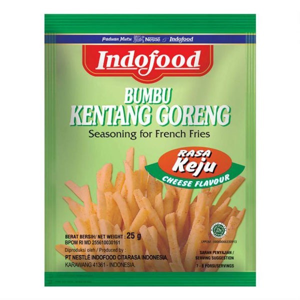 

Indofood bumbu kentang goreng bubuk rasa keju dan barbeque / barbekiu 25g