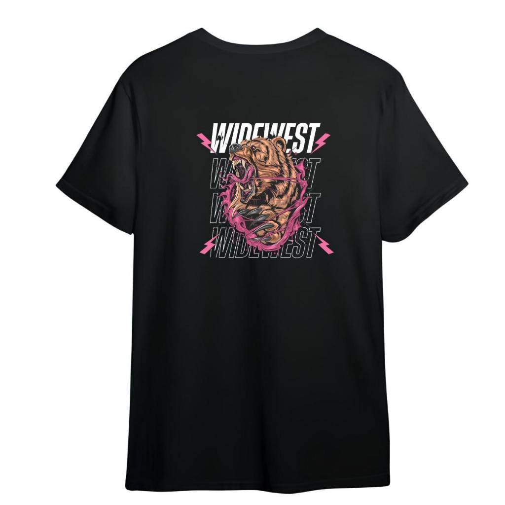 Widewest T Shirt Wild Bear Hitam Kaos T-Shirt Baju Kaos Pria Distro