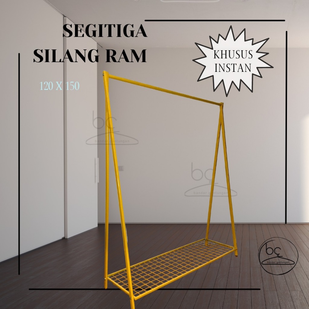 Rak Gawang Baju Gold Stand Hanger Emas Gold Gantungan Baju Besi Ram Bawah - BH