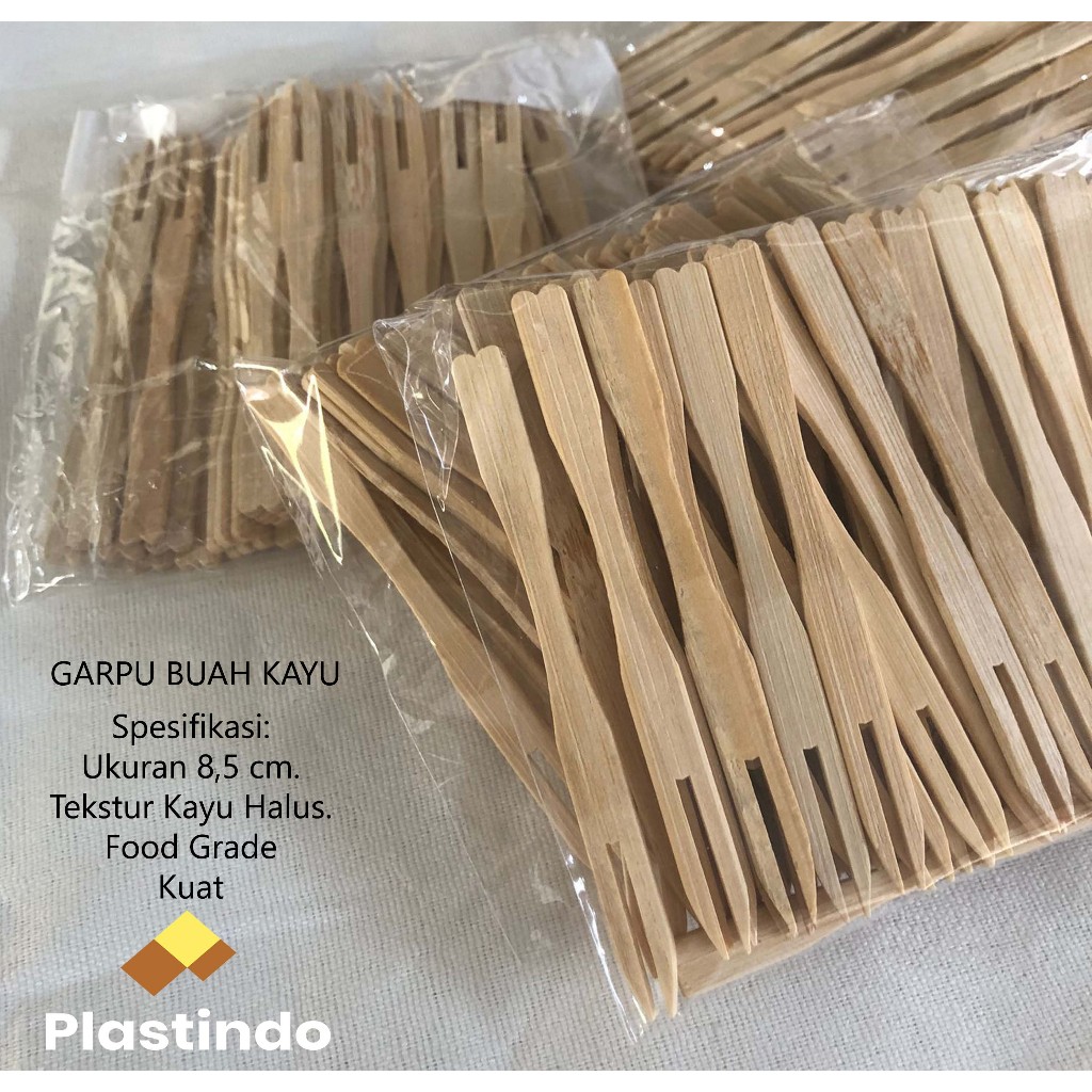 GARPU BUAH MINI 100 pcs / GARPU BAMBU /garpu mochi dimsum siomay pesta party fruit pick wooden fork 