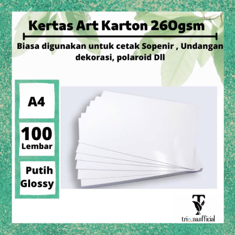 

kertas art karton 260gsm putih glossy