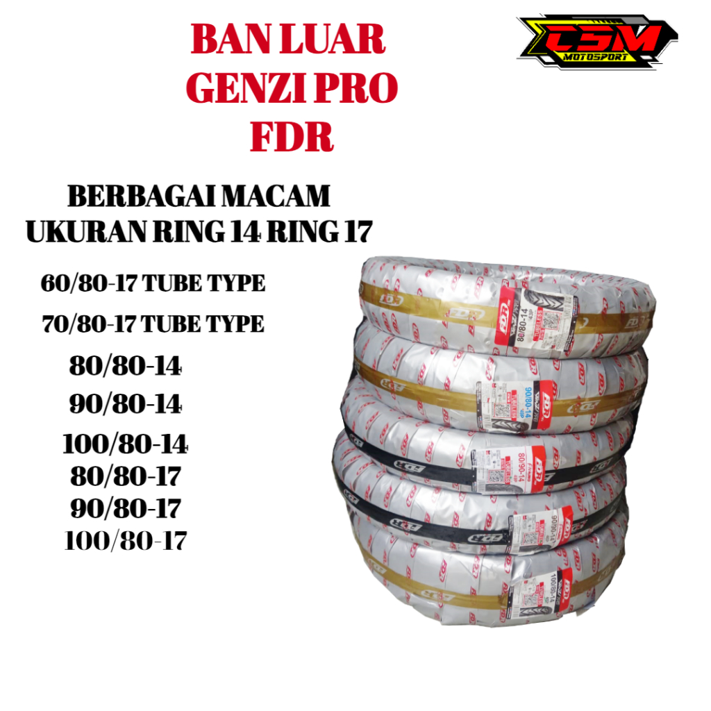 BAN LUAR MATIC FDR GENZI PRO BAN LUAR BEBEK FDR GENZI PRO TUBELESS FDR GENZI PRO RING 14 RING 17 BER