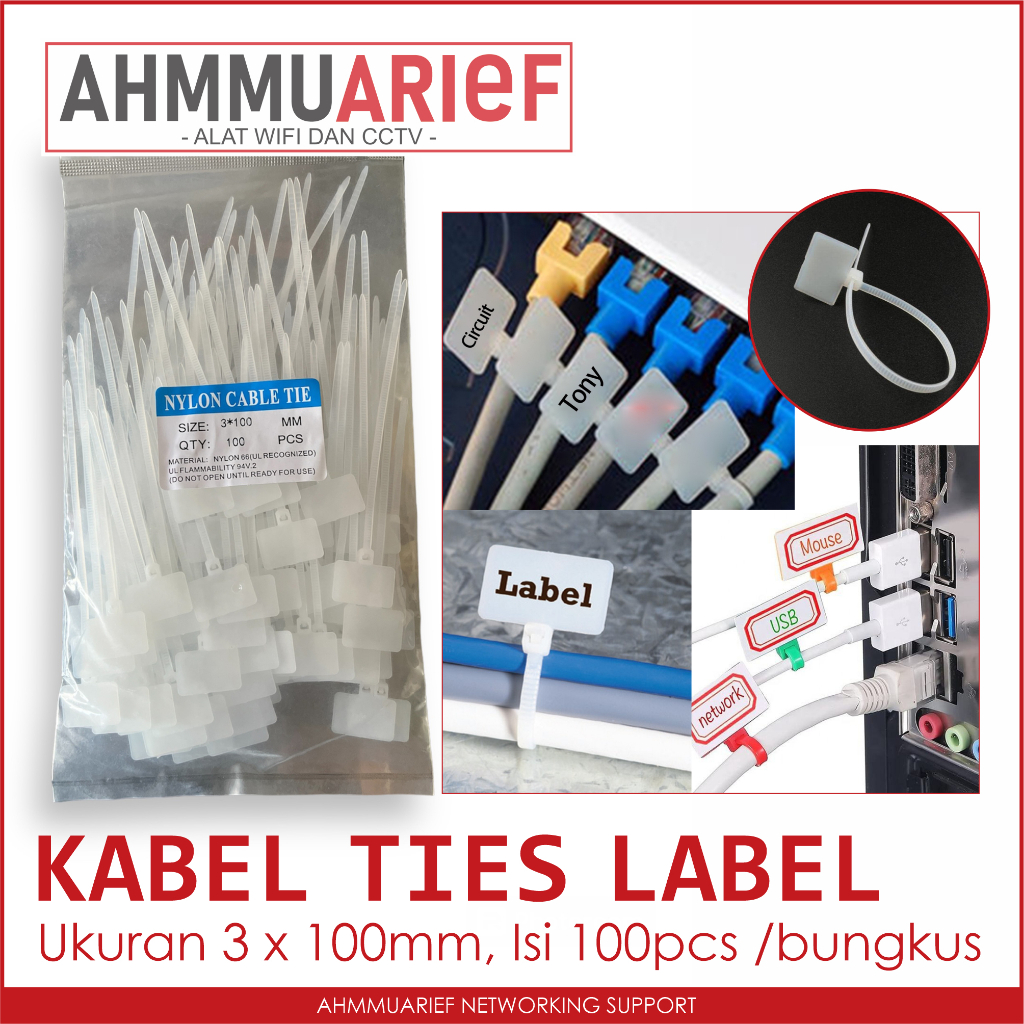 TALI KABEL TIS TIE TIES CABLE LEBEL MAKER MARKER NAME TAG LABEL PENGIKAT