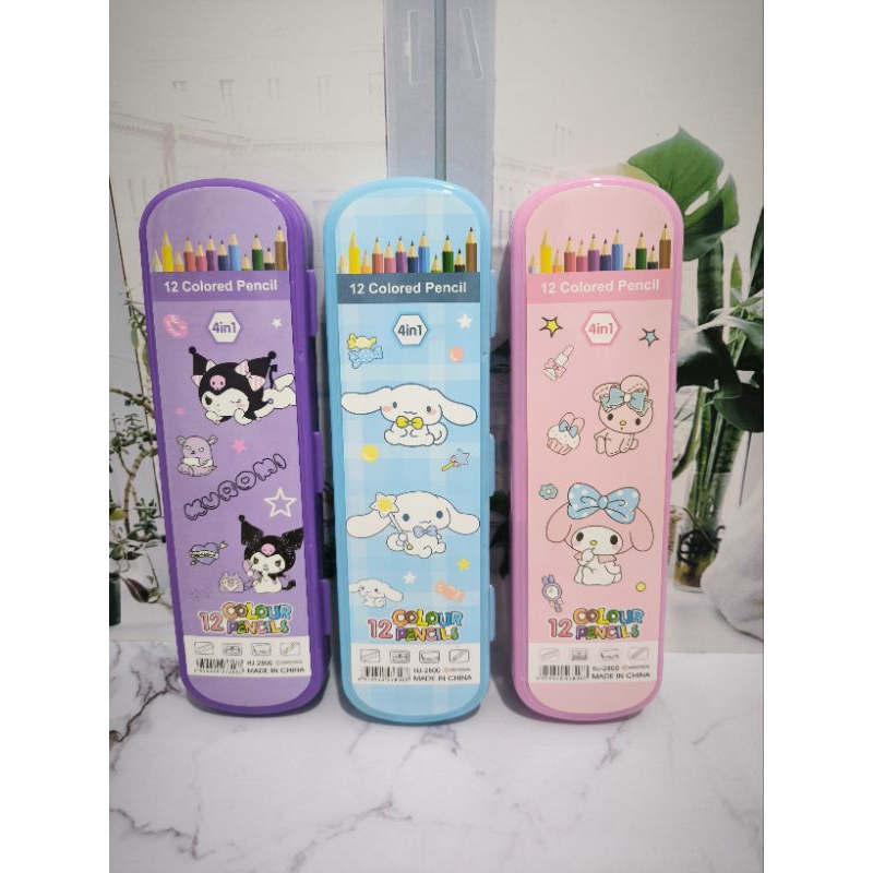 

Pensil Warna Karakter Lucu 4in1 kotak pensil, pensil warna, rautan, penggaris kuromi