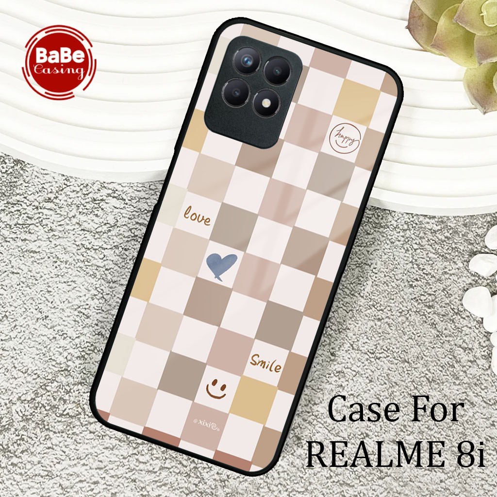 Case Realme 8i Terbaru - Casing Realme 8i - Motif Kotak Cute Hardcase Premium Glossy - Softcase Hp R
