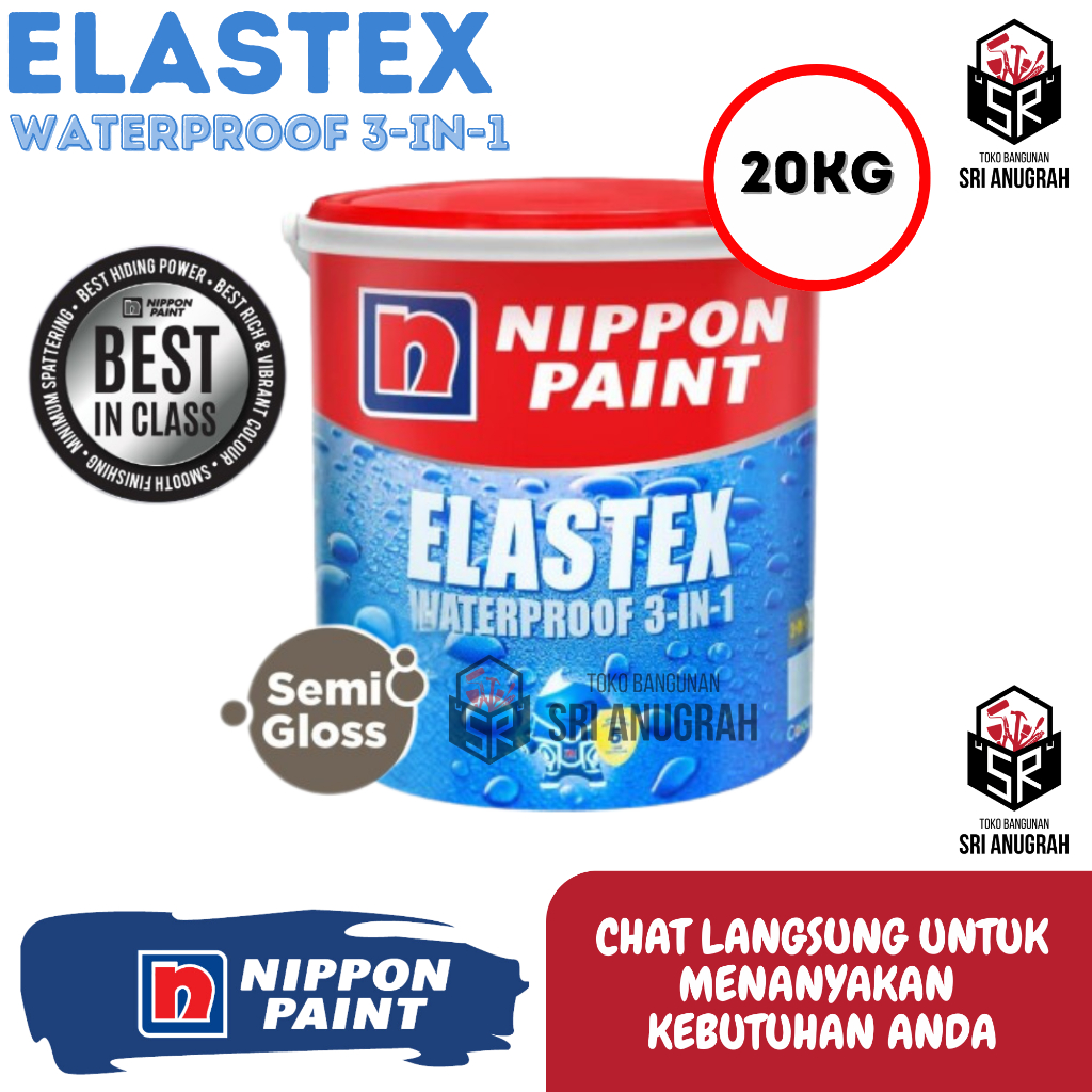 Nippon Paint Elastex Waterproof 3in1 Cat Pelapis Anti Bocor 20kg