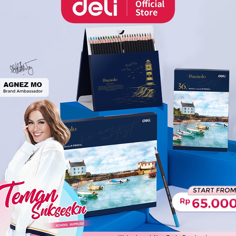 

KODE T8C3 Deli Finenolo Watercolor Pencil Pensil Warna Non Toxic Free Brush HE51