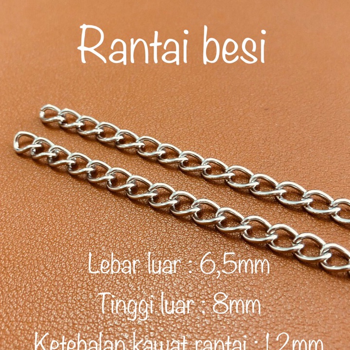 Paling Murah rantai besi kecil 8 x 65 mm  rantai besi tas per 1meter  rantai gantungan kunci