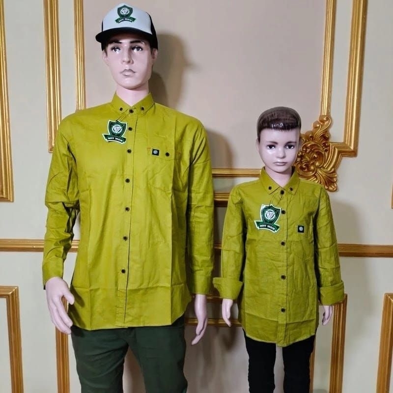 kemeja polos lengan panjang couple ayah dan anak