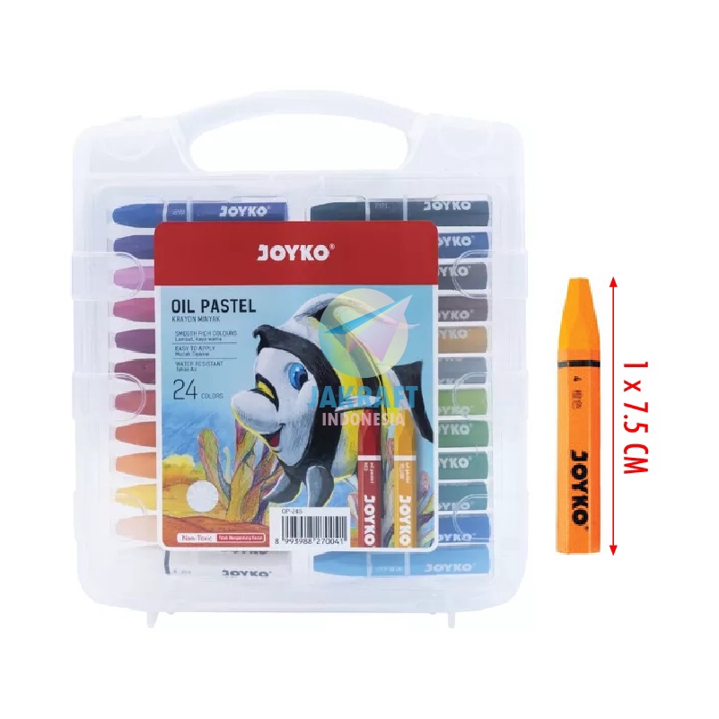 

BOMBASTIS 24 Pcs Krayon 24 Warna JOYKO OP24S Oil Pastels Crayon Aman Murah Anti Air Hard Case