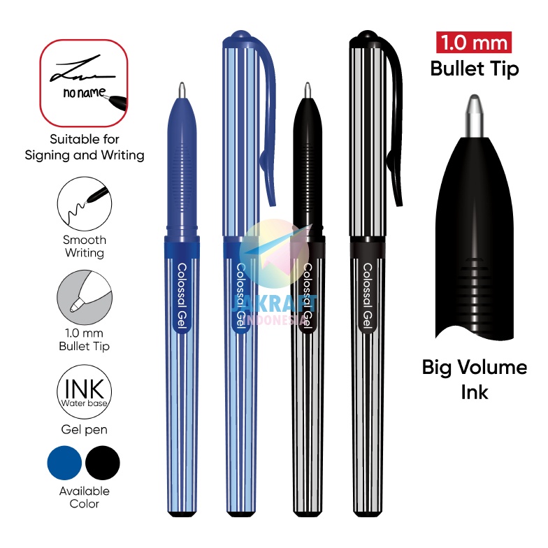 

LIMIT 1 Pcs Pulpen Gel Pen Tanda Tangan JOYKO GP391 Colossal Hitam Biru Black Blue Tebal 1 mm for Signature