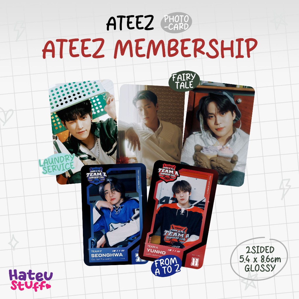 ATEEZ Unofficial Photocard Atiny Membership (Laundy Service, Fairy Tale, From A to Z)
