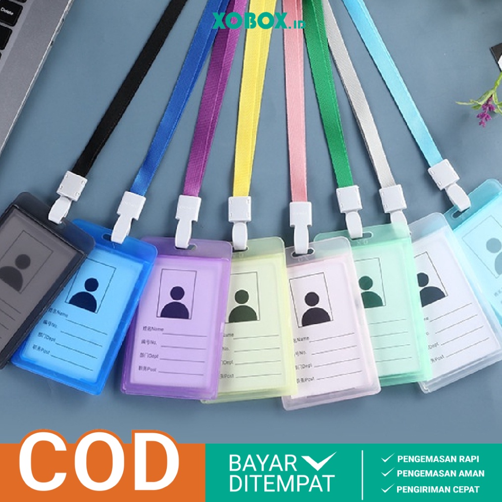 

HOT PROMO Name Tag ID Card Holder Transparant Simple Gantungan Kartu 2 Sisi HM28 XOBOX