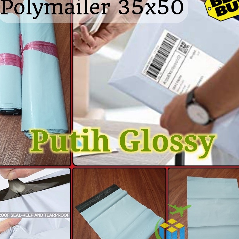 

KI3 Polymailer Putih 35x5 Kantong Plastik Polimer Glossy Olshop Orinal Premium