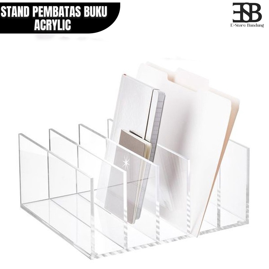 

Mega Acrylic Pembatas Buku Rak Tempat Pemisah Buku Holder Book Divider Display Peyangga Buku Akrilik