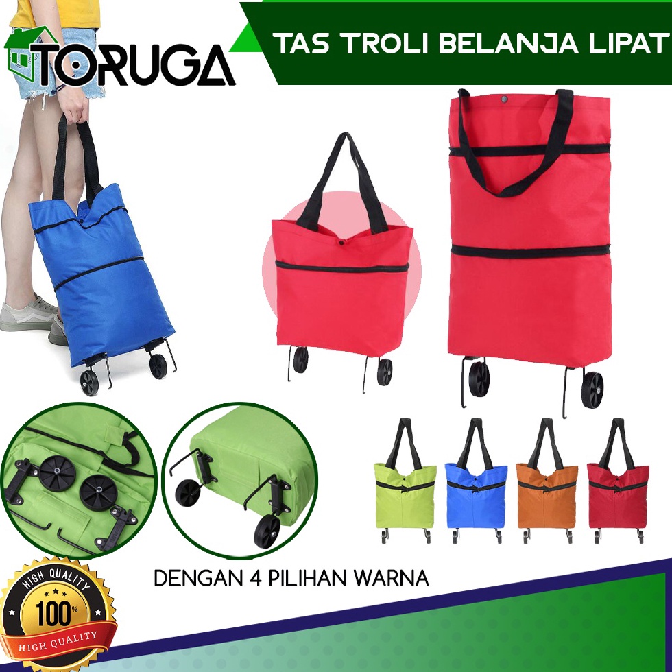 DISKON BESAR TROLLY SHOPPING BAG TAS BELANJA LIPAT RODA SERBAGUNA PRAKTIS FOLDABLE