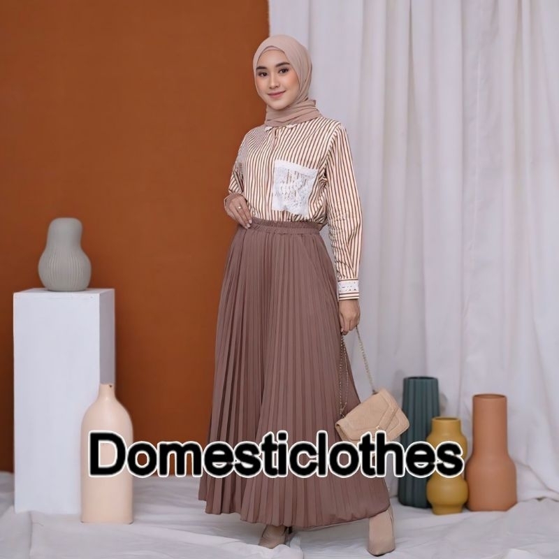 (26 WARNA) ROK PLISKET LIPATAN BESAR Rok Lipat Rok Panjang Plisket