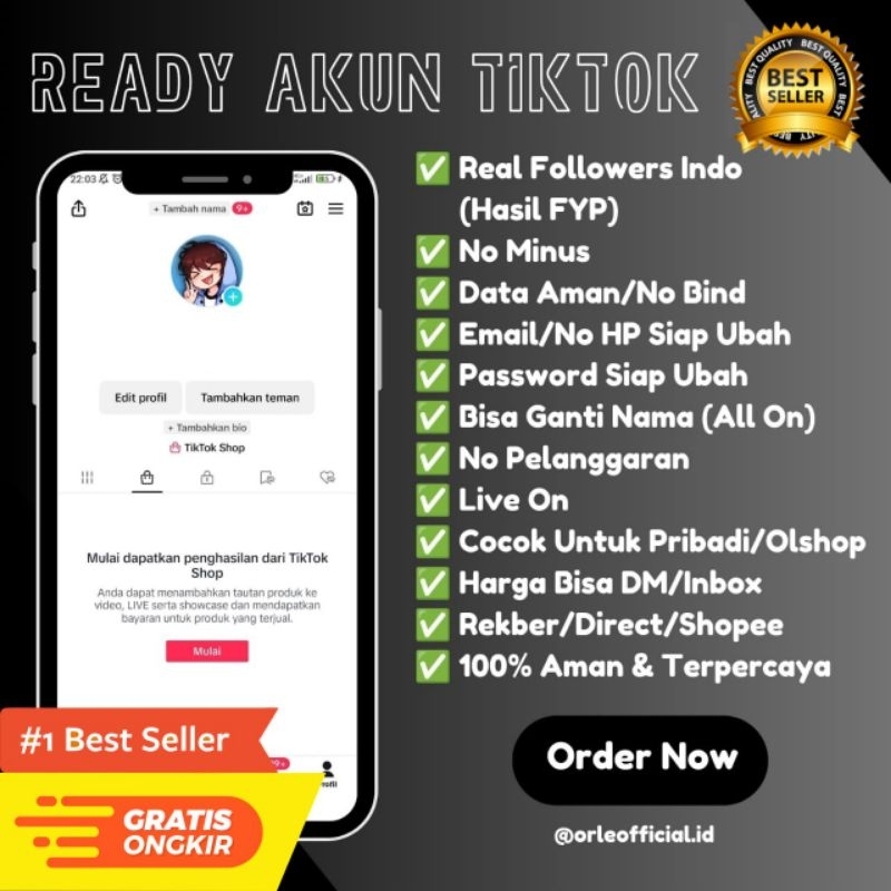 AKUN TIKTOK 1K FOLLS REAL INDO (LIVE STUDIO)