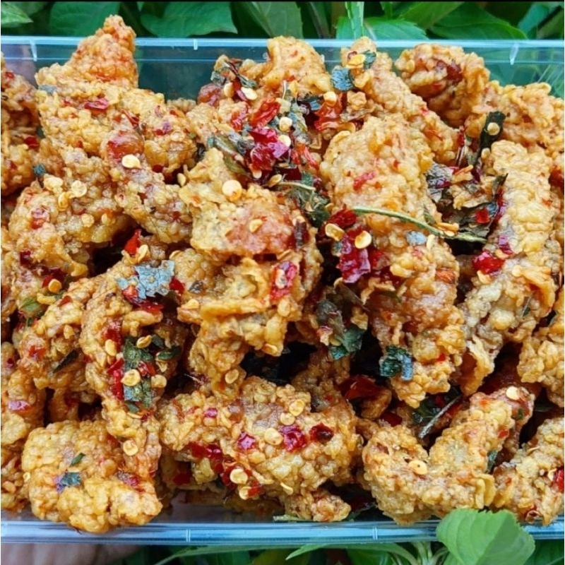 

KERIPIK KULIT AYAM CRISPY BUMBU PEDAS DAUN JERUK 1KG