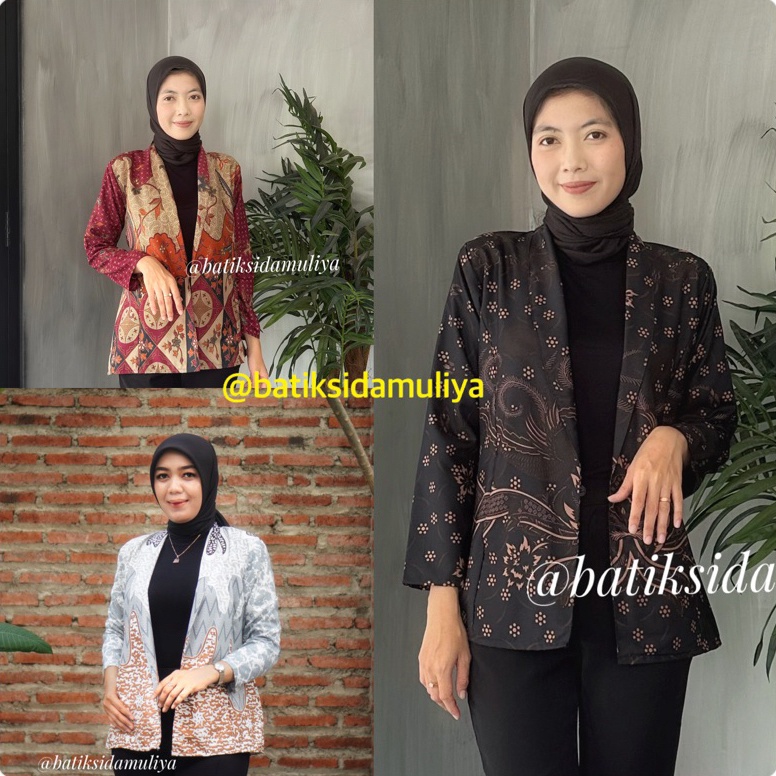 Sudah READY Blazer Batik Wanita Atasan Batik Blouse Jaz Outer Kantor Premium Eksklusif By Batik Sida