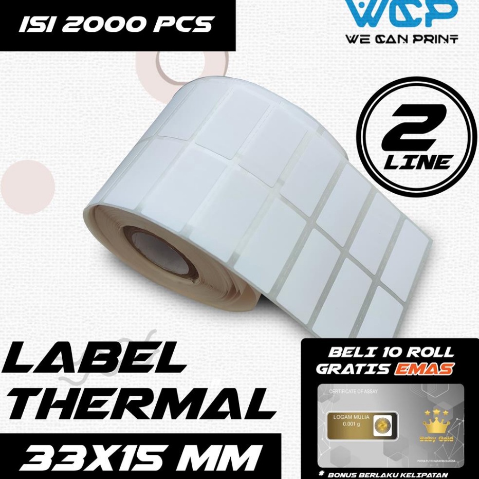 

KF7 Label Thermal Barcode 33 x 15 mm Kes Sticker Thermal 33x15 mm 2 isi 2 pcs