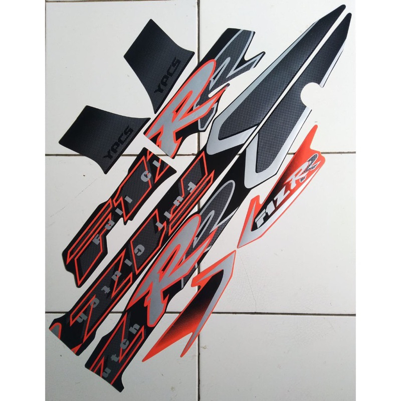 STRIPING STIKER POLET YAMAHA FIZ R 2002 2003 HITAM ORANGE LIST BODY STANDAR