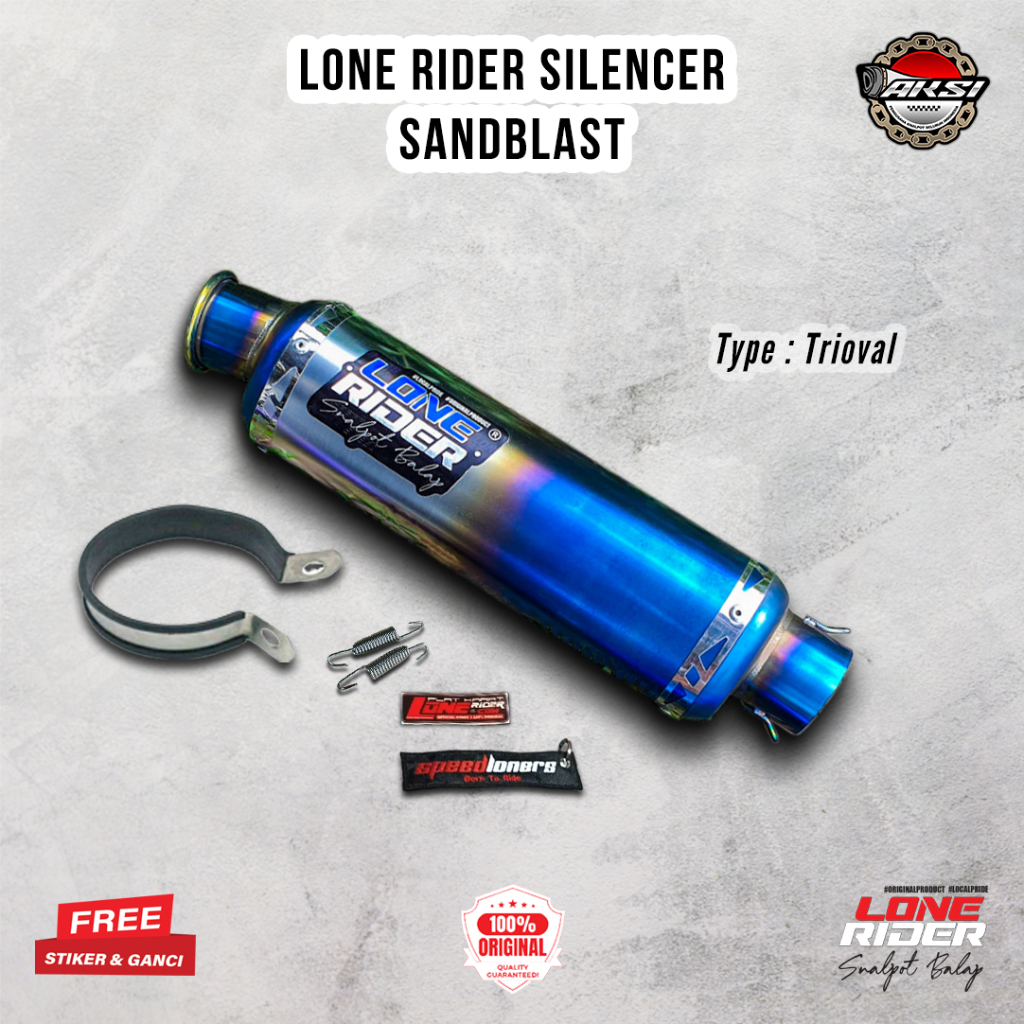 ORIGINAL LONE RIDER Silencer Trioval Sandblast - Knalpot Racing Lone Rider