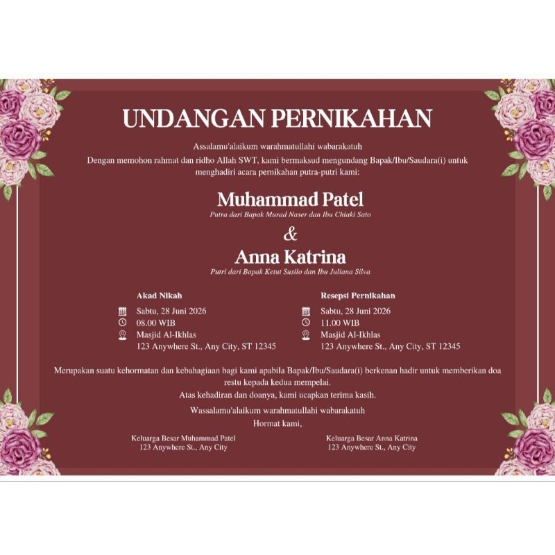UNDANGAN PERNIKAHAN SIMPLE / UNDANGAN BOLAK BALIK