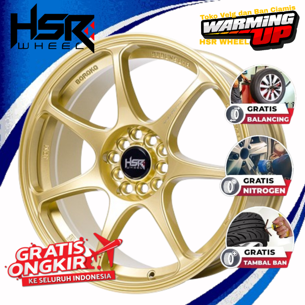 Velg Mobil Racing HRV Innova Civic New Avanza Ring 18 HSR SEBUNSUTA BOROKO R18 H10X100-114,3 GOLD