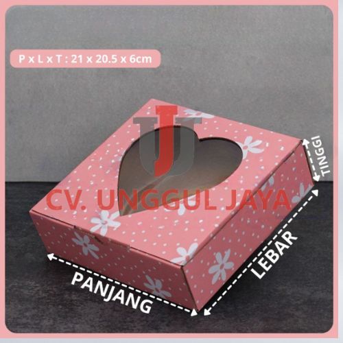 

(10pcs) Kardus Pink Mika Love kemasan bolu Kotak Brownies Cake Box hampers Packaging Pudding kotak kue Hantaran Nikahan 21,5x 20,5x6cm