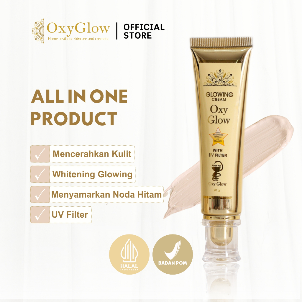 OxyGlow Glowing Cream - Salep Pelicin Krim Whitening Pelembab Wajah BPOM