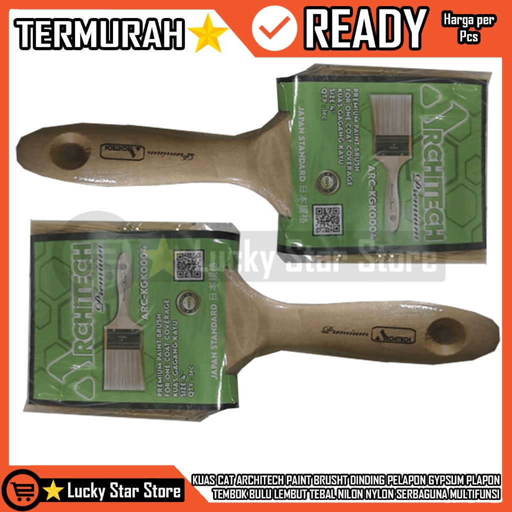 Kuas Cat Architech Paint Brusht Dinding Pelapon Gypsum Plapon Tembok Bulu Lembut Tebal Nilon Nylon S