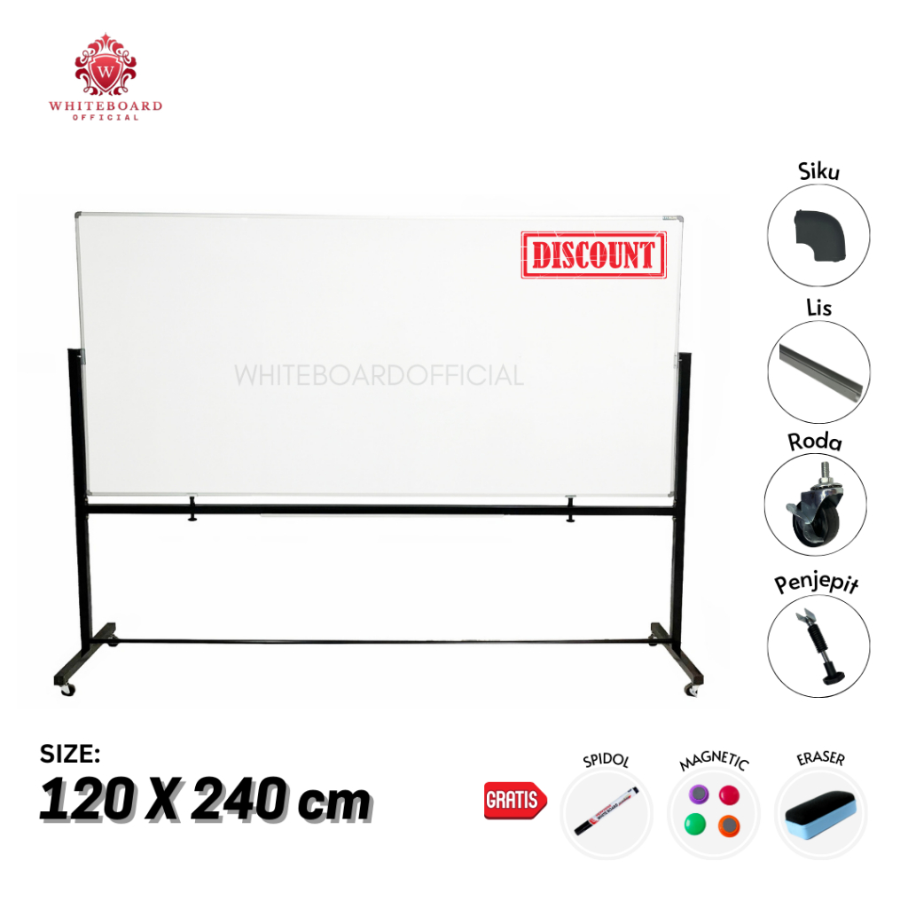 

Papan Tulis / White board Kaki / WhiteBoard Magnet Standing Sakana 120 x 240cm