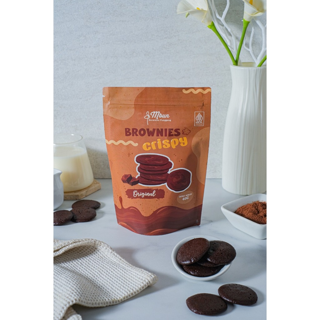 

RB BROWNIES CRISPY Brownies Tipis Renyah Almond Keju Original Mbun Brownies Panggang