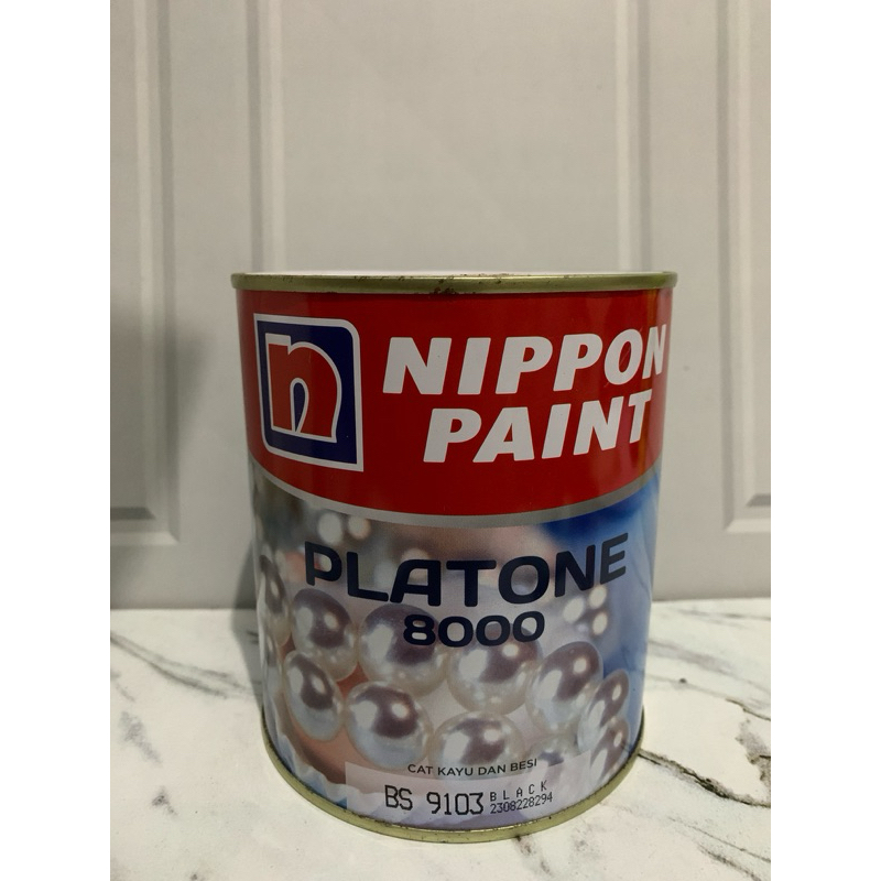 Nippon Paint Platone 8000 Cat Kayu Cat Besi BS 9103 Black Cat Minyak Hitam Kaleng 0,85 L