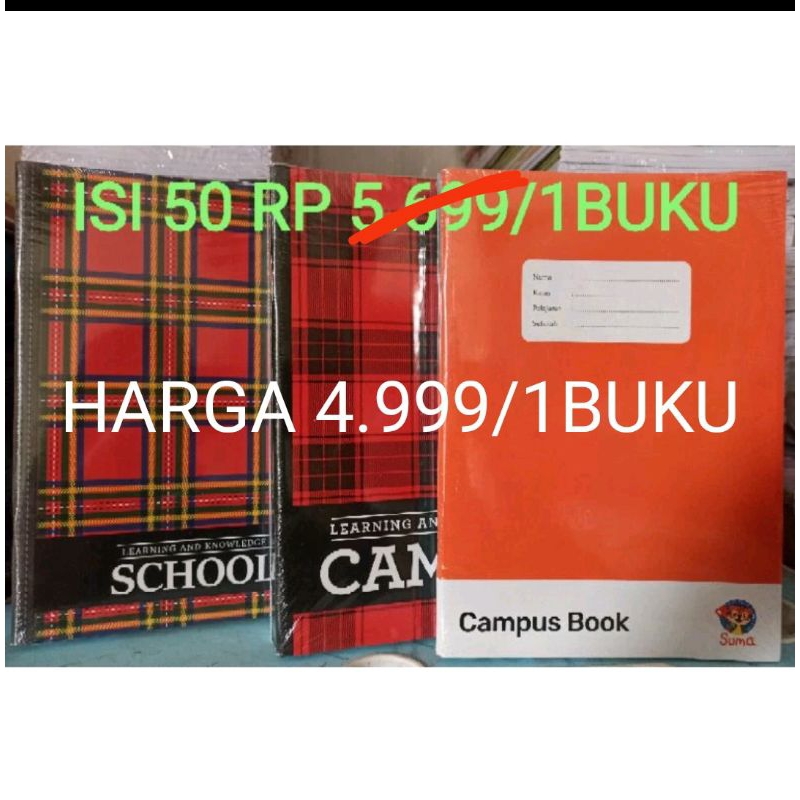 

BUKU TULIS BESAR SUMA 50 LEMBAR 10 BUKU BOXY 50/70 CAMPUS / SCHOOL