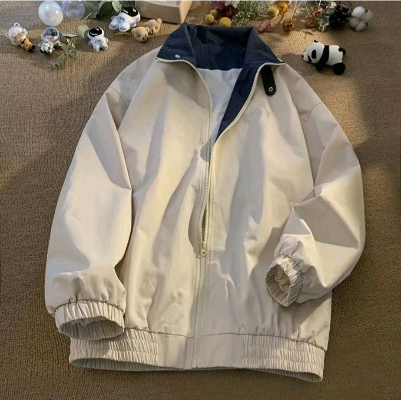 DS_OFFICIAL JAKET PRIA VINTAGE HIP HOP VARSITY PRIA WINDBREAKER