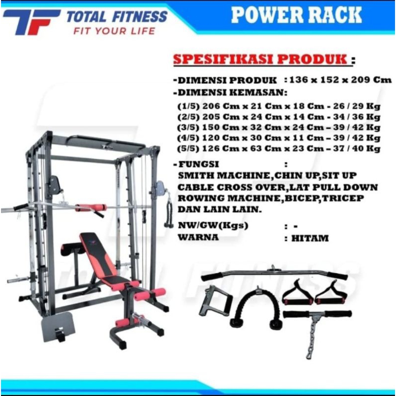 Power Rack Multifungsi Home Gym | Total Fitness