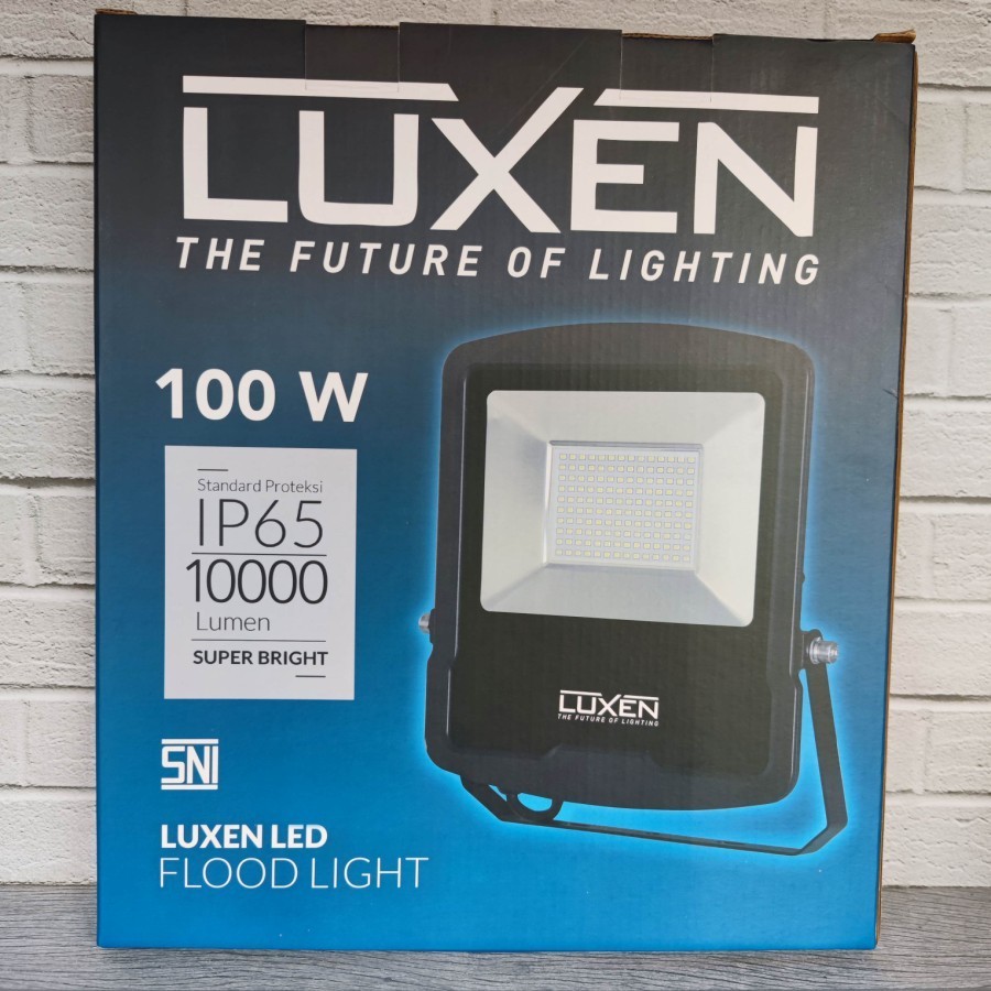 LUXEN LAMPU SOROT LED FLOOD LIGHT 100W 100 WATT CAHAYA PUTIH ANTI AIR