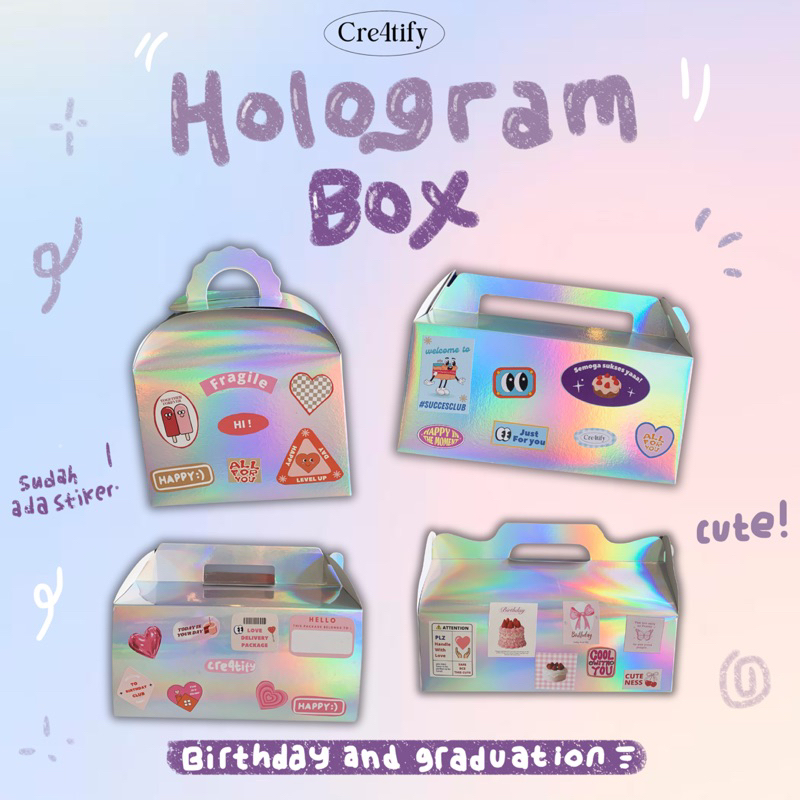 

[READY] Hologram Box Bungkus kado ide hadiah ulang tahun wisuda unik aestetik