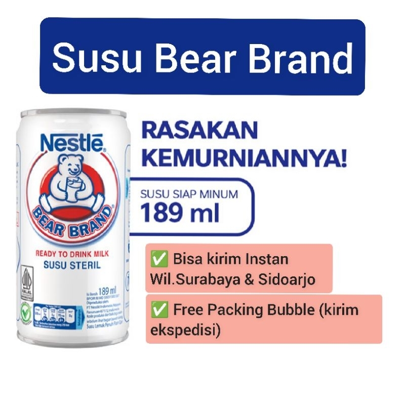 

Nestle Bear Brand / Susu Bearbrand 189ml Susu Sapi Steril Siap Minum