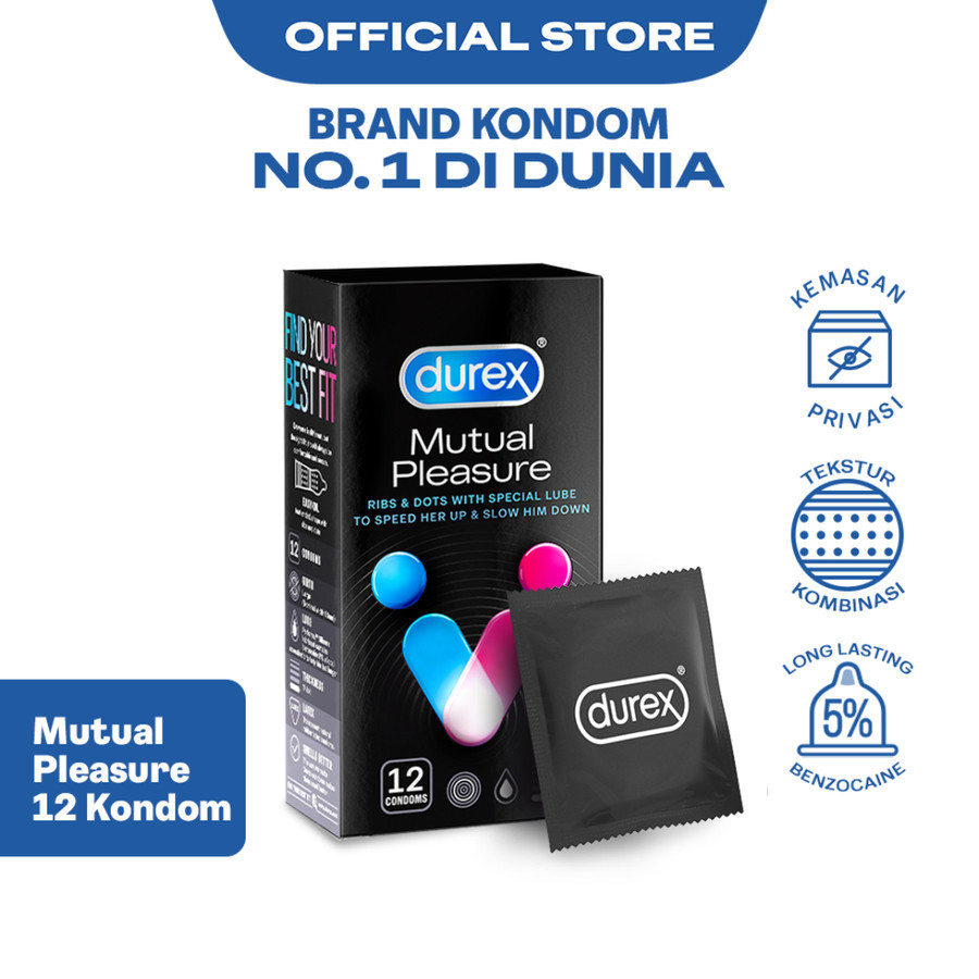 Durex Mutual Pleasure 12pcs - Kondom Gerigi + Tahan Lama Pria