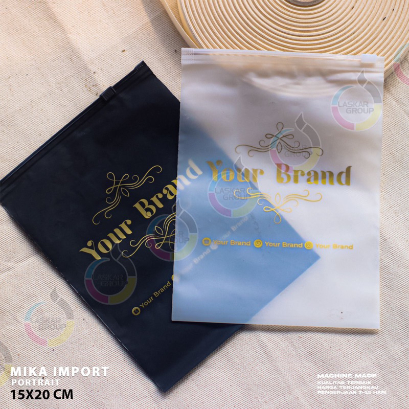 zipper bag custom desain minimal 100pcs / zipper sablon / zipper bag hijab