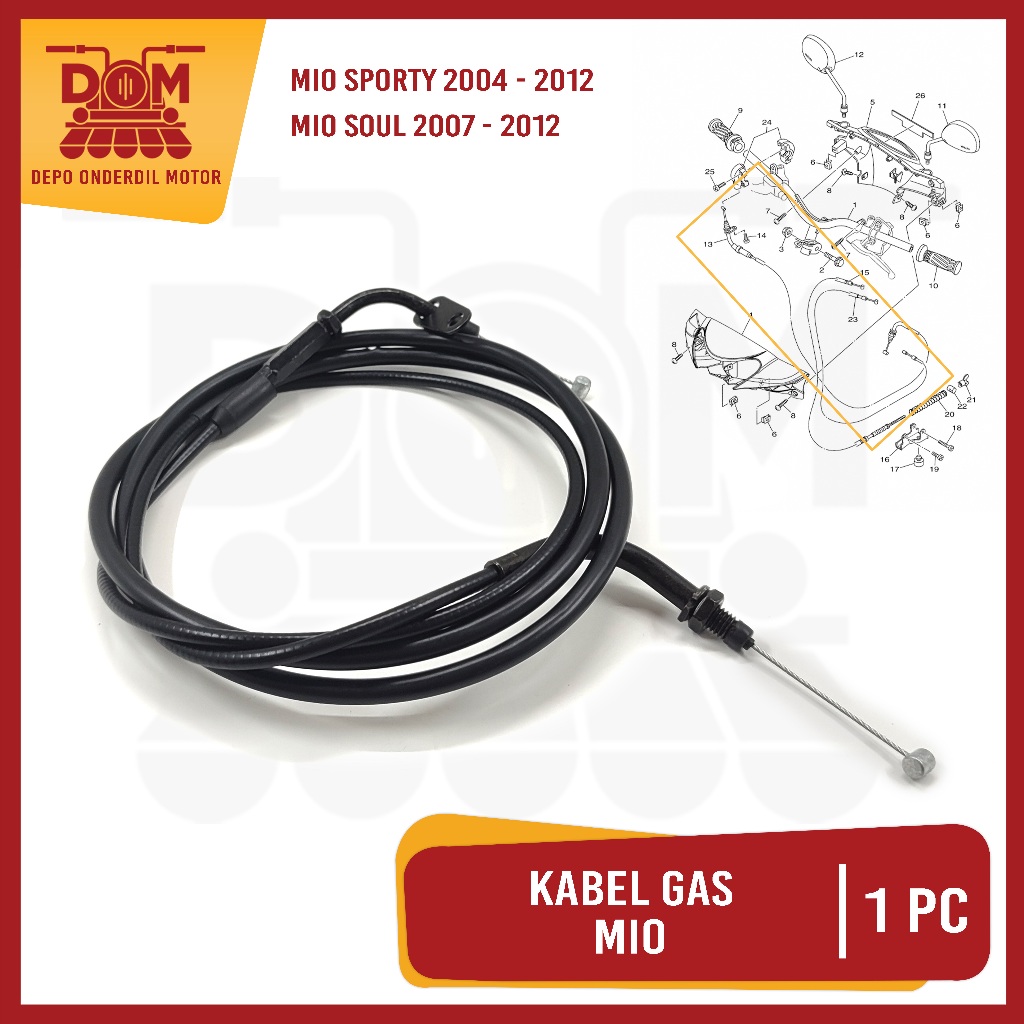 Kabel Gas Mio (TOKAIDO) Throttle Cable Cabel Seling Tali Kawat Iner Gas Yamaha Mio Karbu Sporty