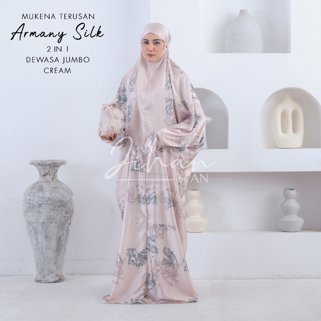 mhg Mukena Terusan Silk Premium 2in1 Mukena Terusan Sutera