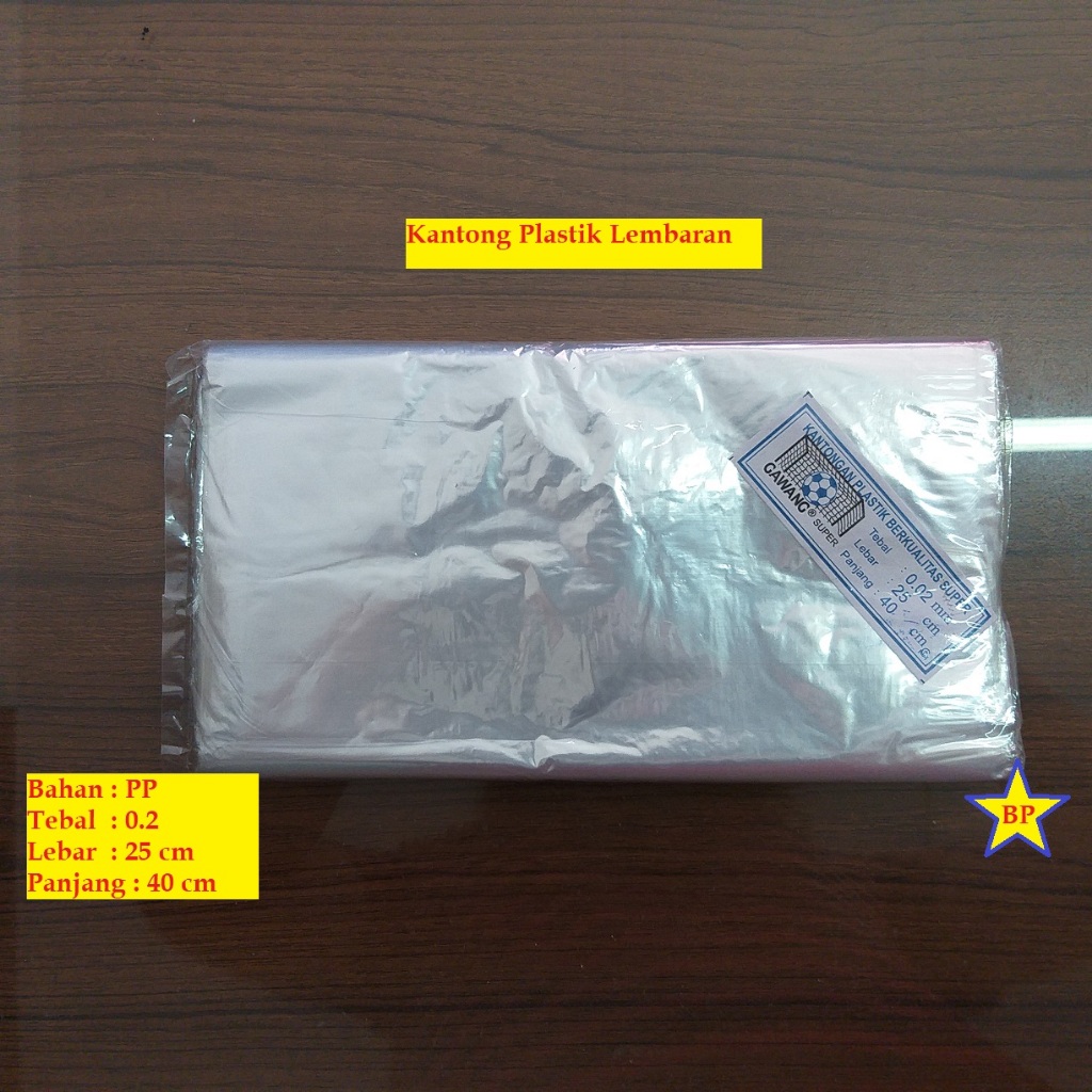 Plastik Kantongan PP Gawang 25 x 40 x 02/ Plastik Kantong lembaran Bening / Plastik PP