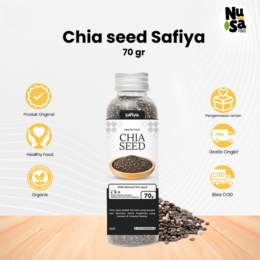 

Chia Seed Organik 70 Gr Kemasan Botol Mini Size Black Biji Chiaseed Safiya