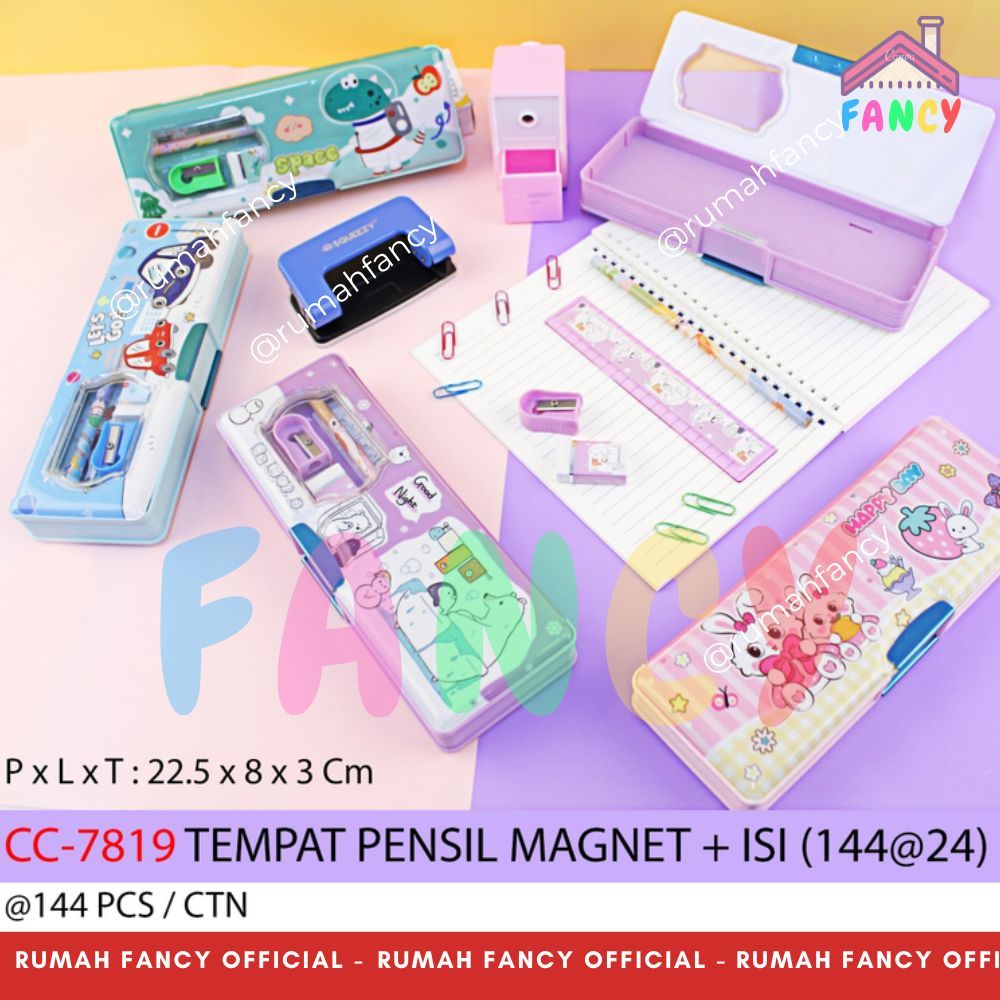 

[FREE DUS + BUBBLE] Pencil Case/ Kotak Pensil Magnet PREMIUM CC-7819 Motif DIno/ Car / Bear / Rabbit
