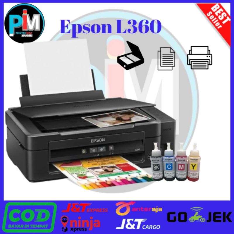 Printer Epson L360 inpus ink tank (print scan copy) siap pakai normal